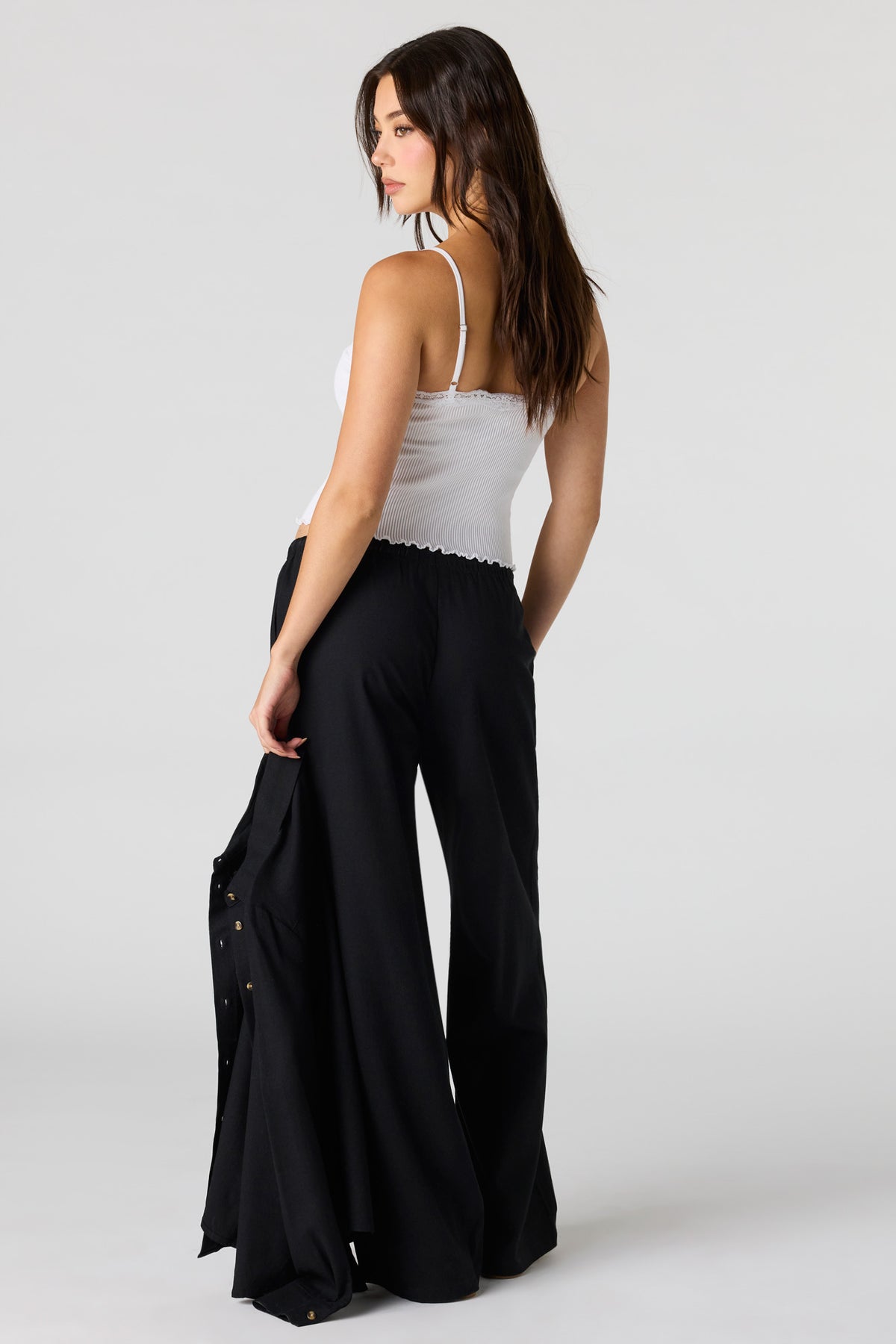 Vue alternative 3. Pantalon en mélange de lin à taille coulissante