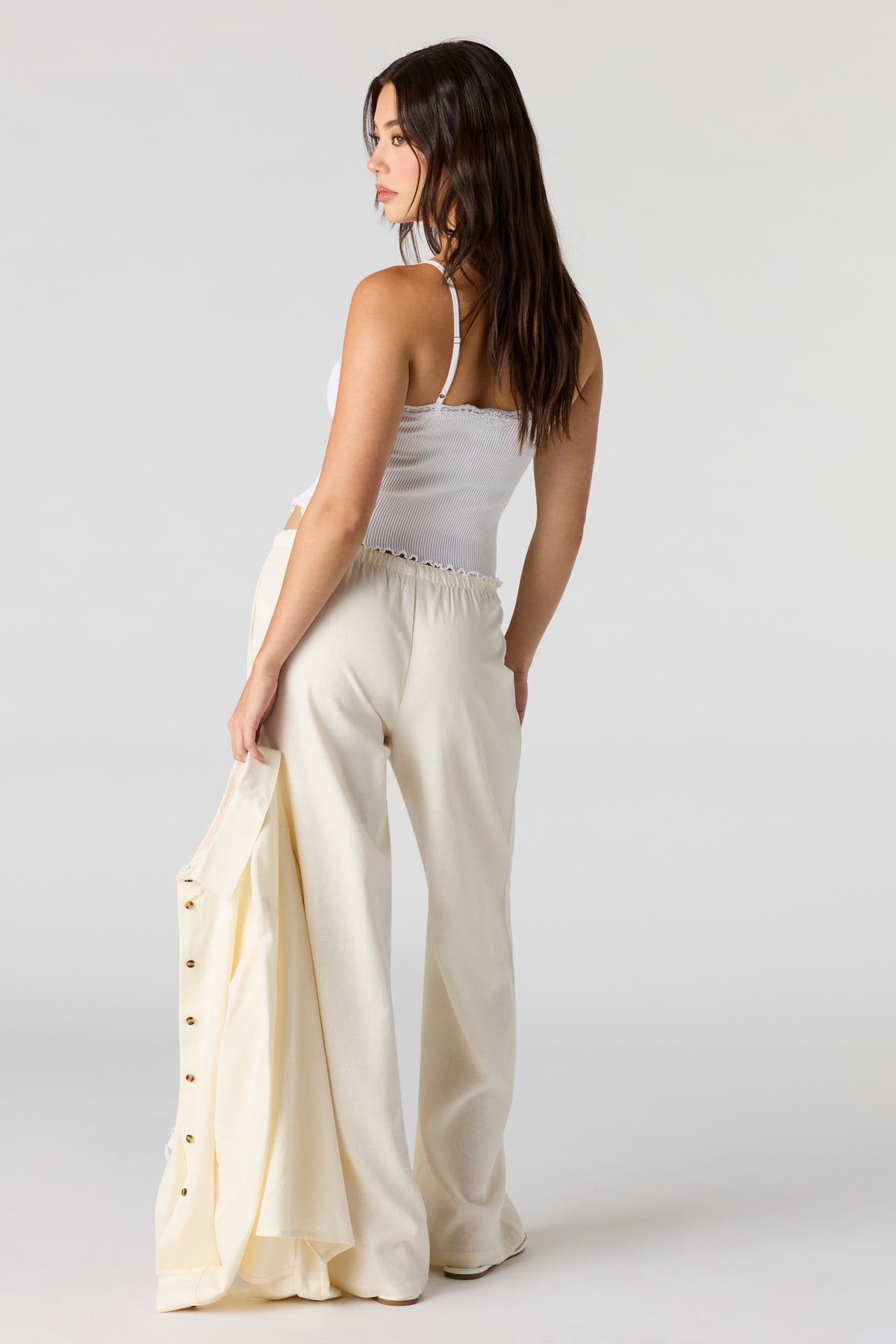 Vue alternative 3. Pantalon en mélange de lin à taille coulissante