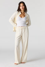 Pantalon en mélange de lin à taille coulissante
