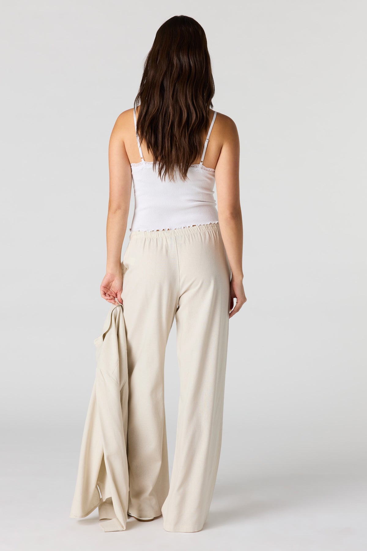 Vue alternative 3. Pantalon en mélange de lin à taille coulissante