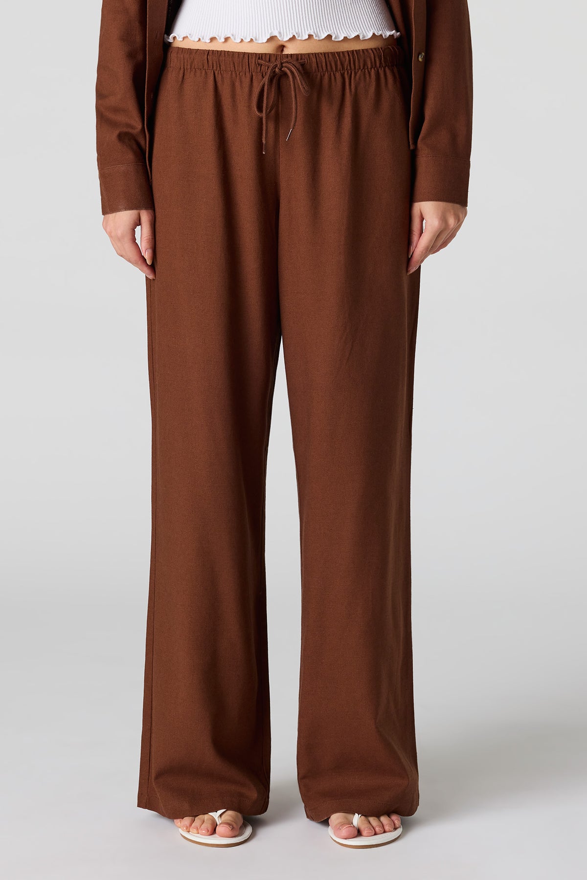 Vue alternative 2. Pantalon en mélange de lin à taille coulissante