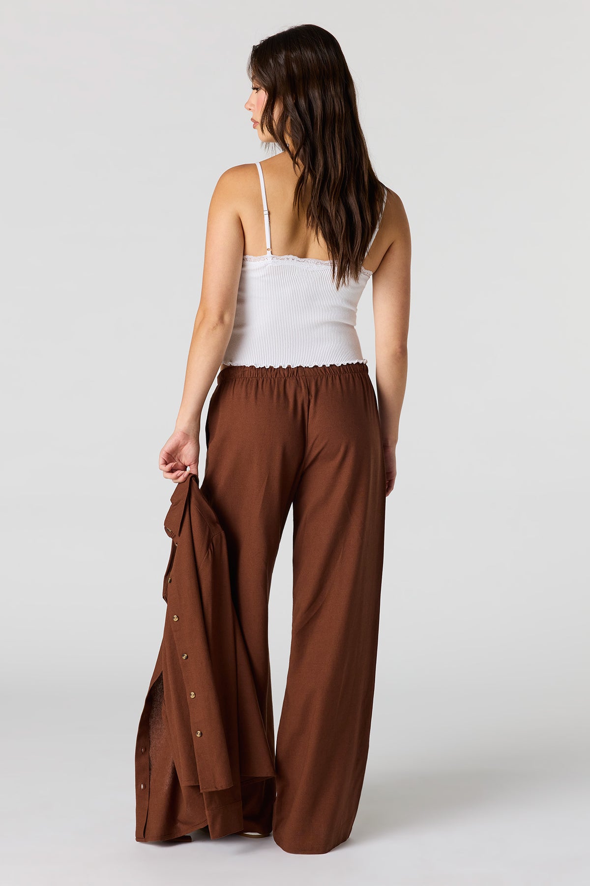 Vue alternative 3. Pantalon en mélange de lin à taille coulissante