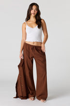 Pantalon en mélange de lin à taille coulissante