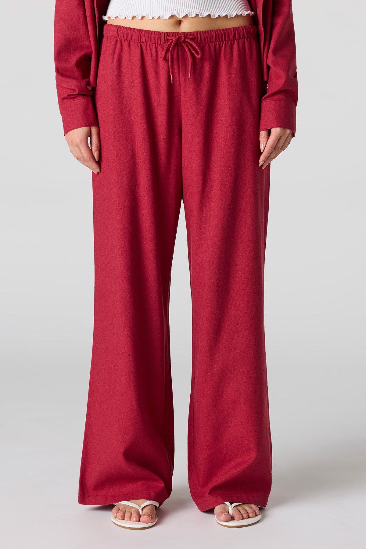 Vue alternative 2. Pantalon en mélange de lin à taille coulissante