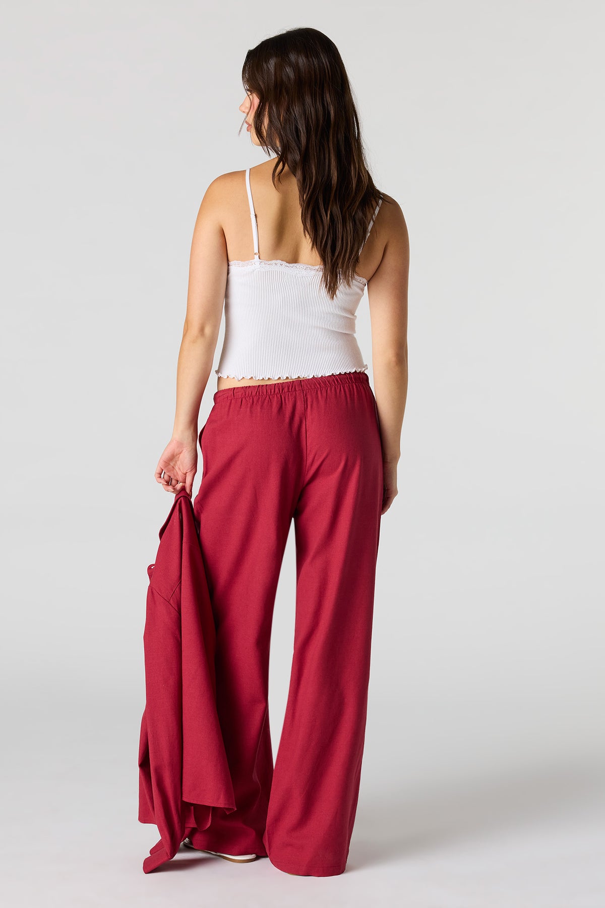 Vue alternative 3. Pantalon en mélange de lin à taille coulissante