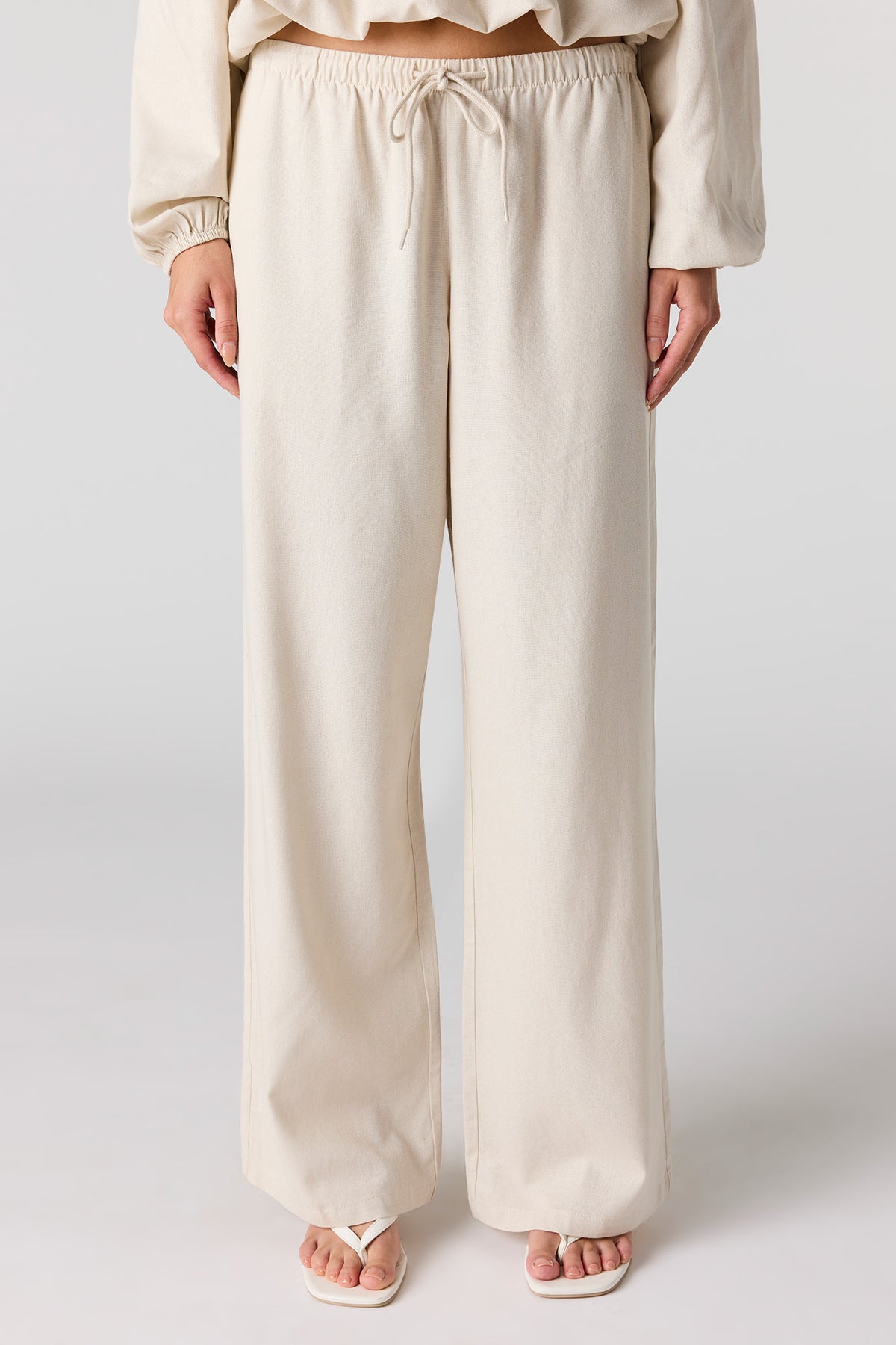 Alt View 2. Linen-Blend Drawstring Pant - Off White