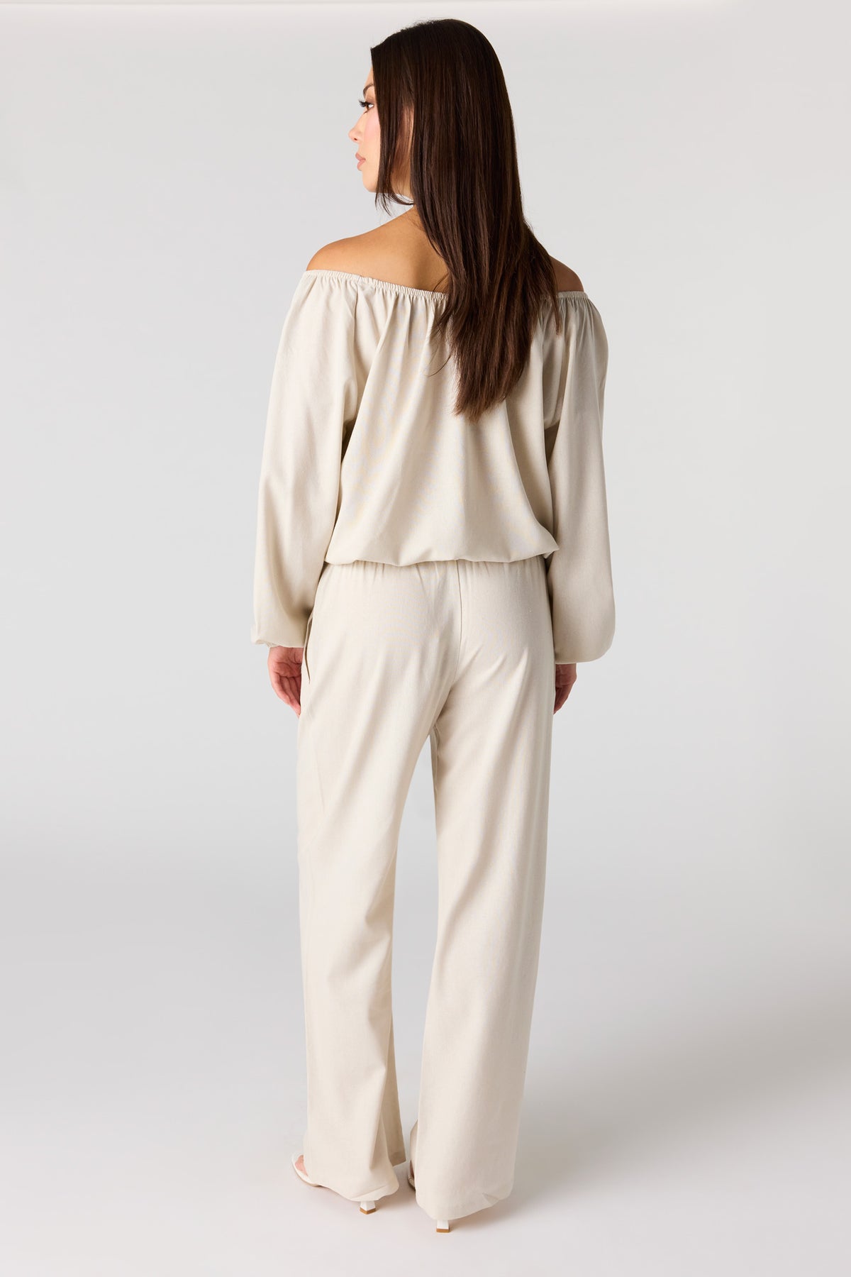 Alt View 3. Linen-Blend Drawstring Pant - Off White