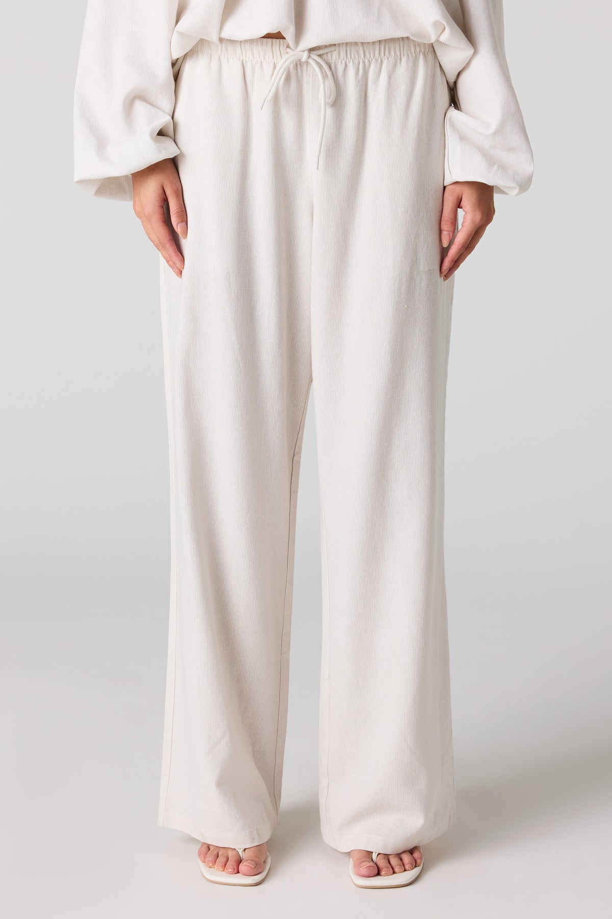 Alt View 2. Linen-Blend Drawstring Pant - White