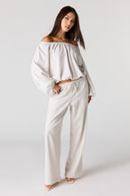Linen-Blend Drawstring Pant