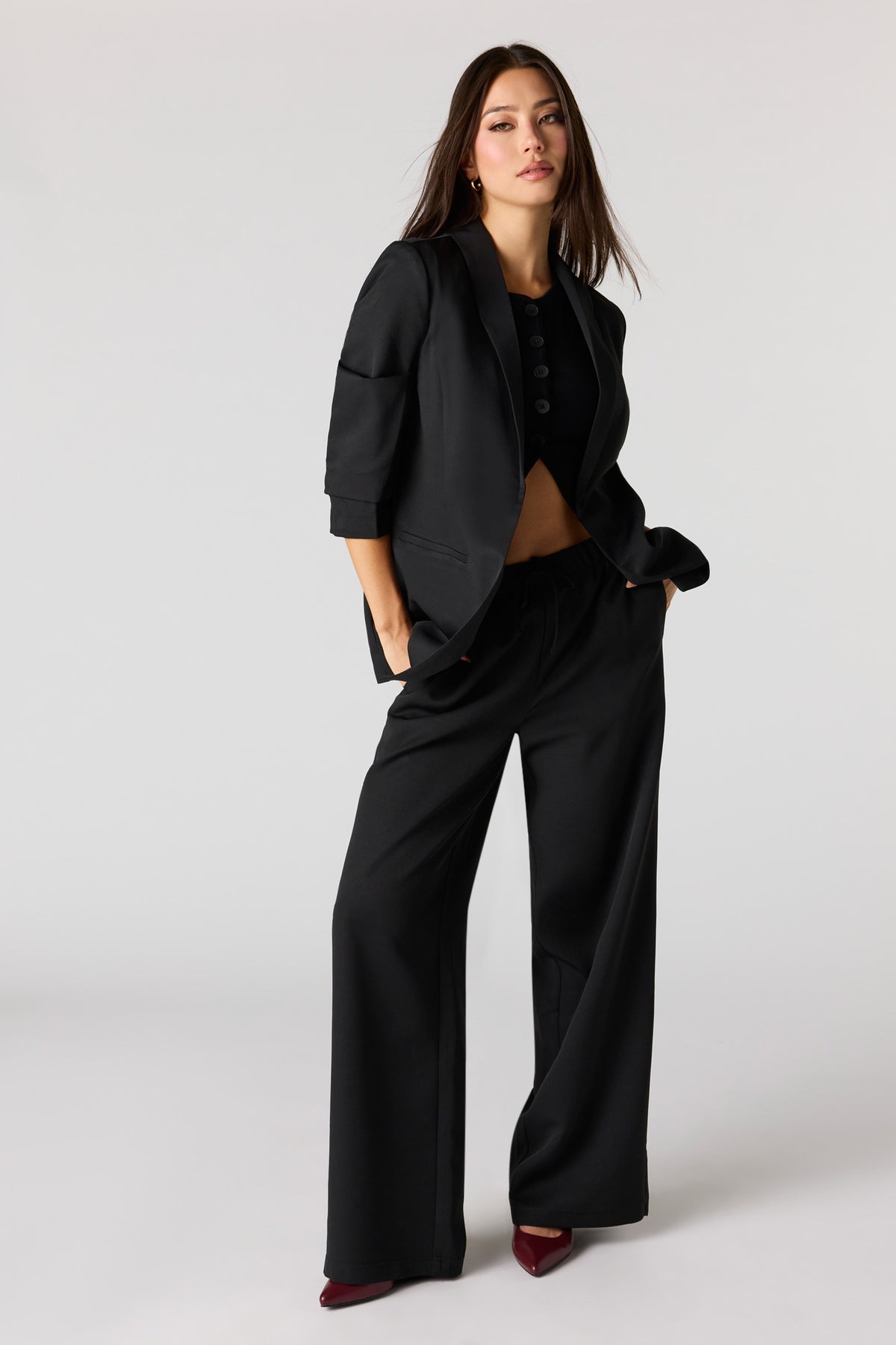Pantalon habillé en crêpe à jambe large