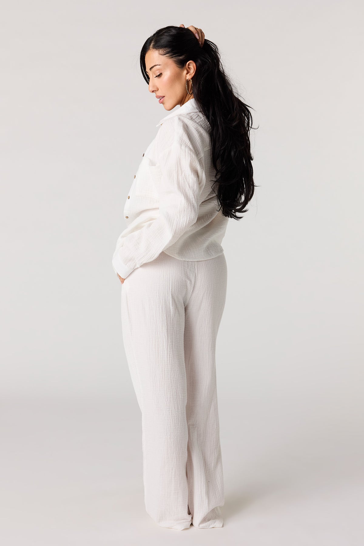 Vue alternative 3. Pantalon froissé à taille couilissante