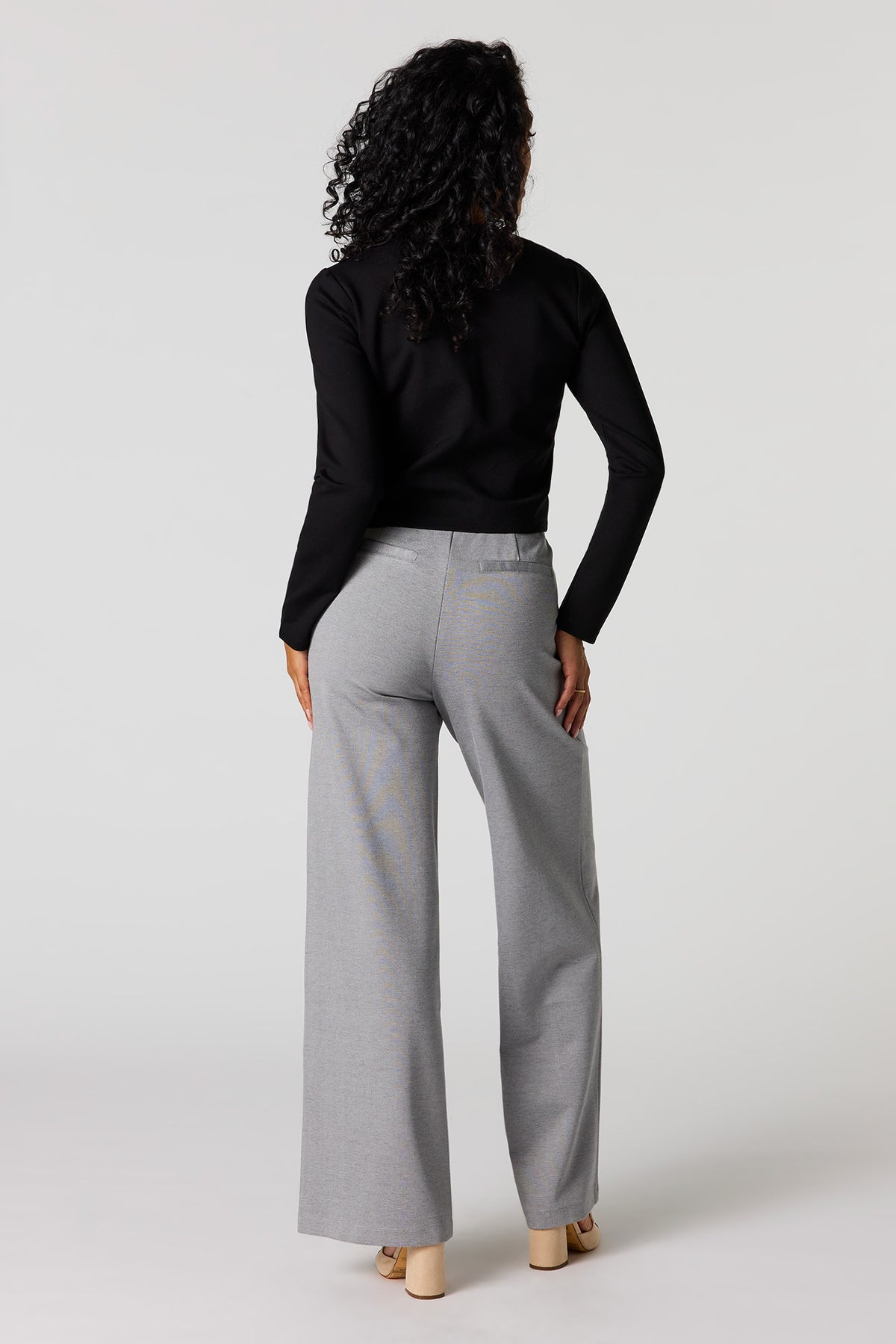 Alt View 3. Wide Leg Dress Pant - Heather Grey