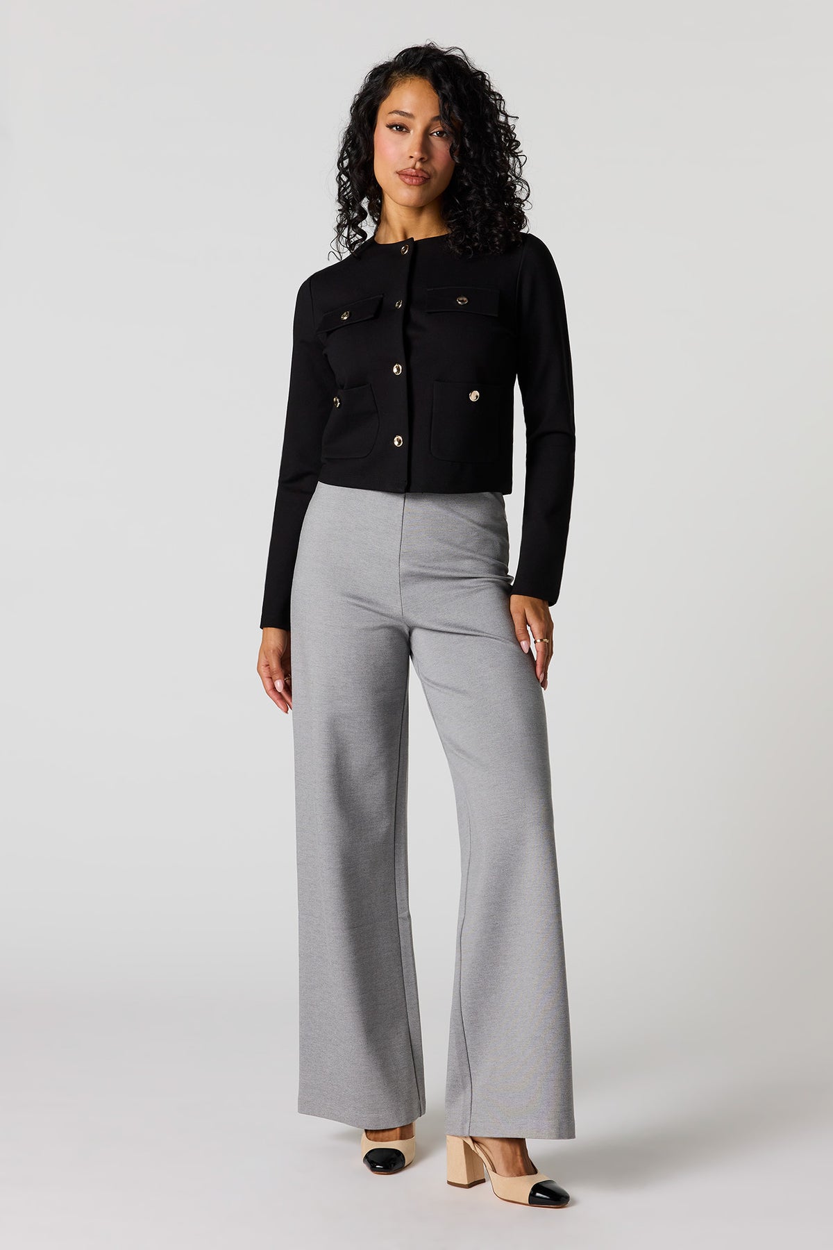 Wide Leg Dress Pant - Heather Grey