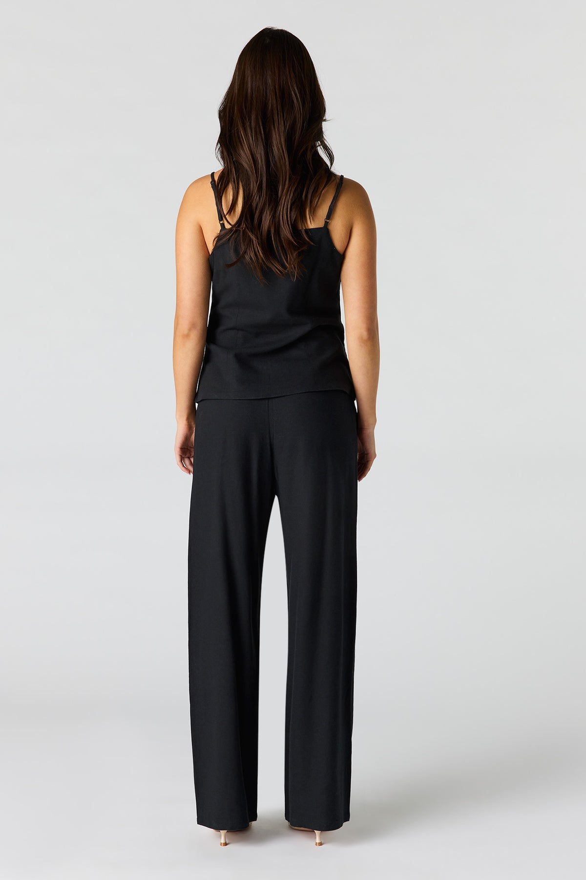 Alt View 3. Linen-Blend Wide Leg Pant - Black
