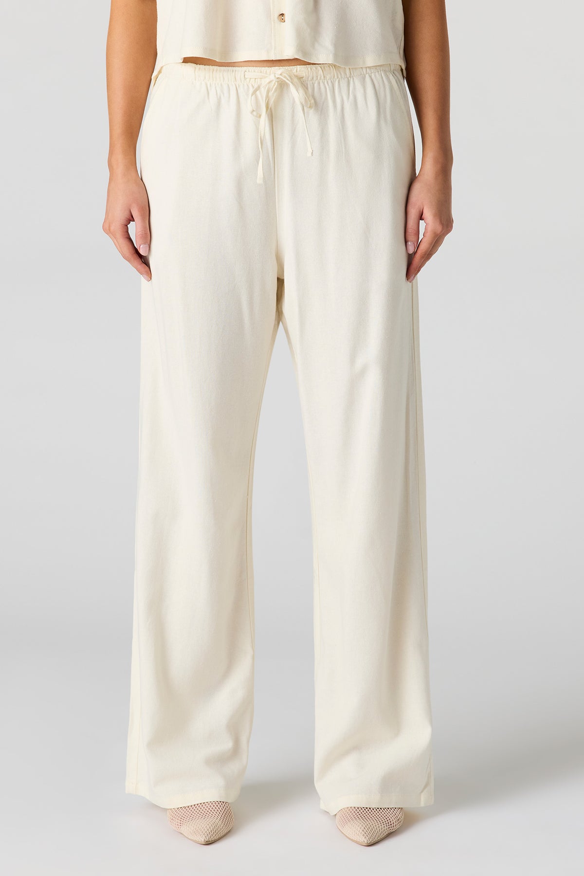 Alt View 2. Linen-Blend Wide Leg Pant - White