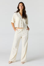 Linen-Blend Wide Leg Pant