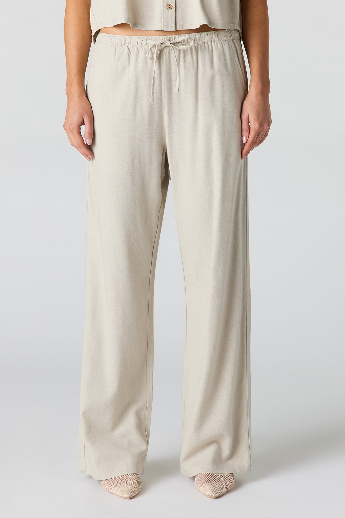 Alt View 2. Linen-Blend Wide Leg Pant - Off White