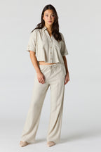 Linen-Blend Wide Leg Pant