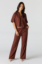 Linen-Blend Wide Leg Pant
