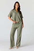 Linen-Blend Wide Leg Pant