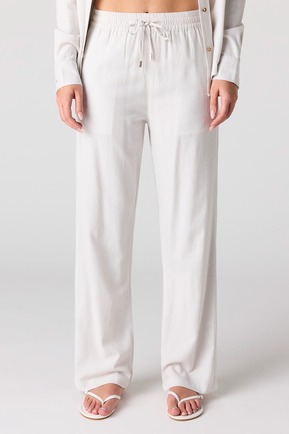 Alt View 2. Linen-Blend Wide Leg Pant - Off White