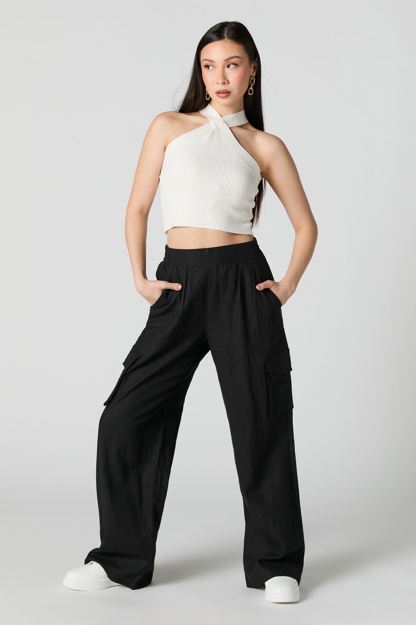Pleated Wide Leg Cargo Pant