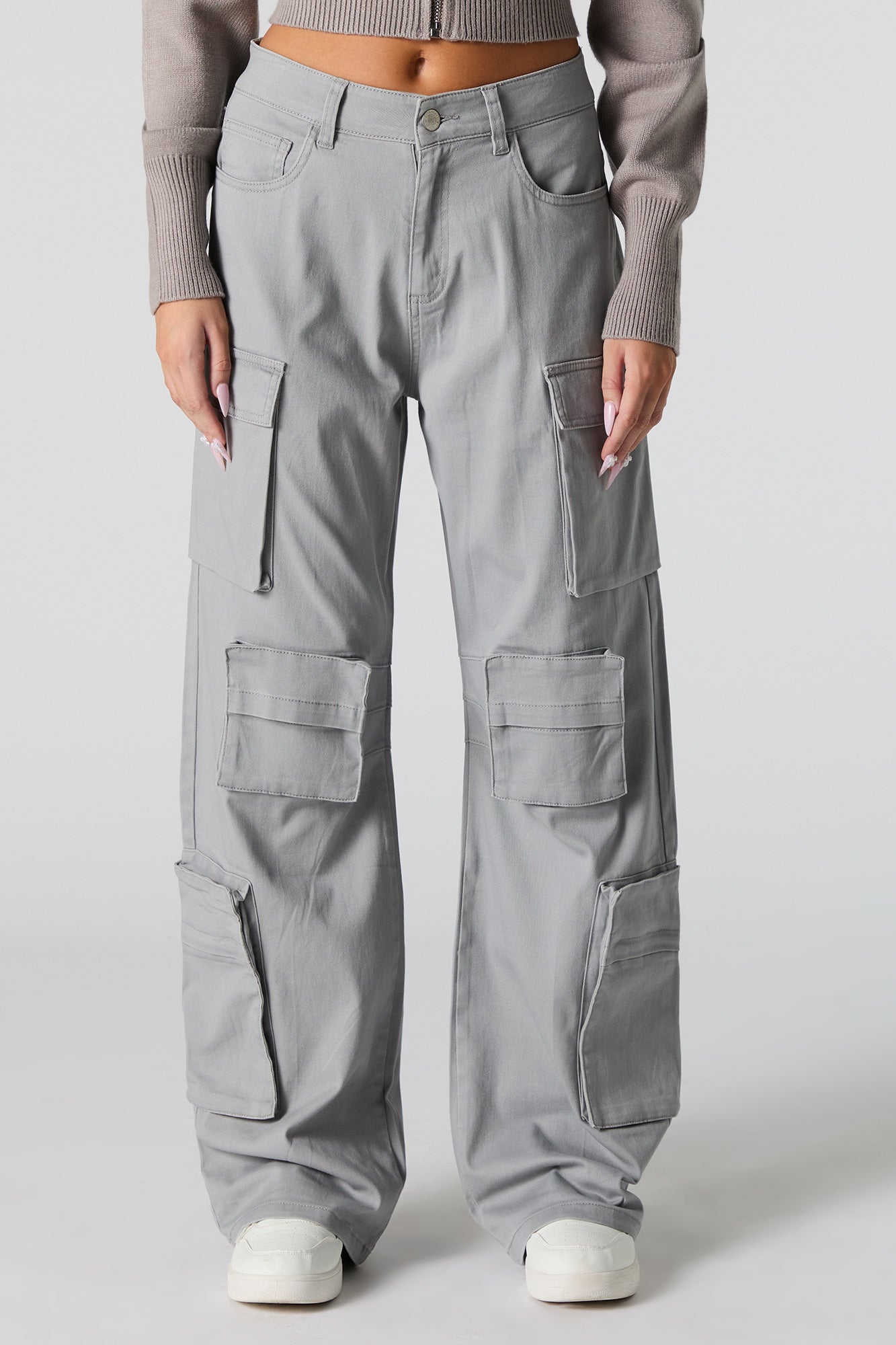 Pantalon cargo à jambe droite avec poches multiples