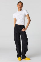 Low Rise Denim Cargo Strap Jean