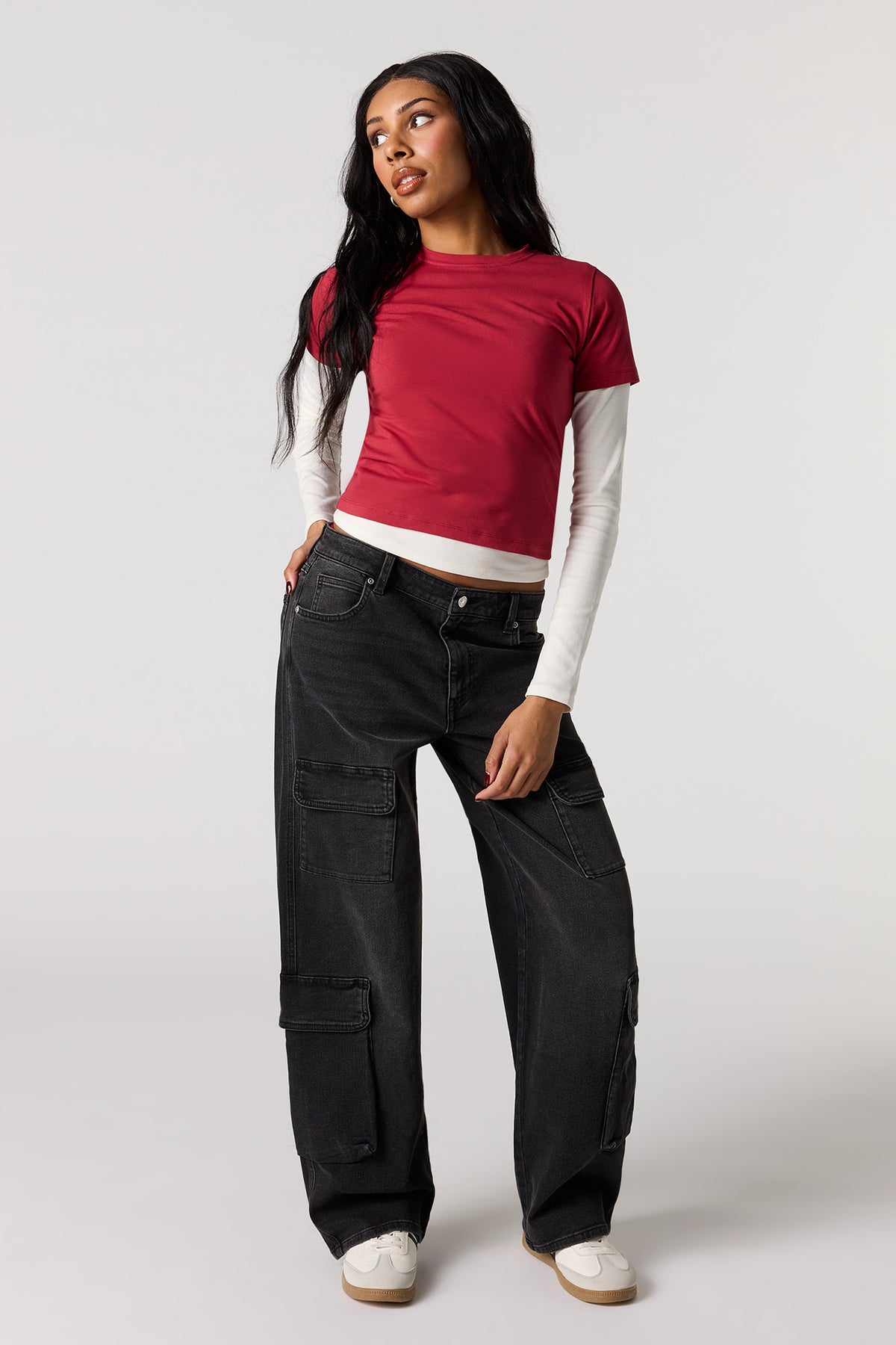 Low Rise Baggy Cargo Jean - Black