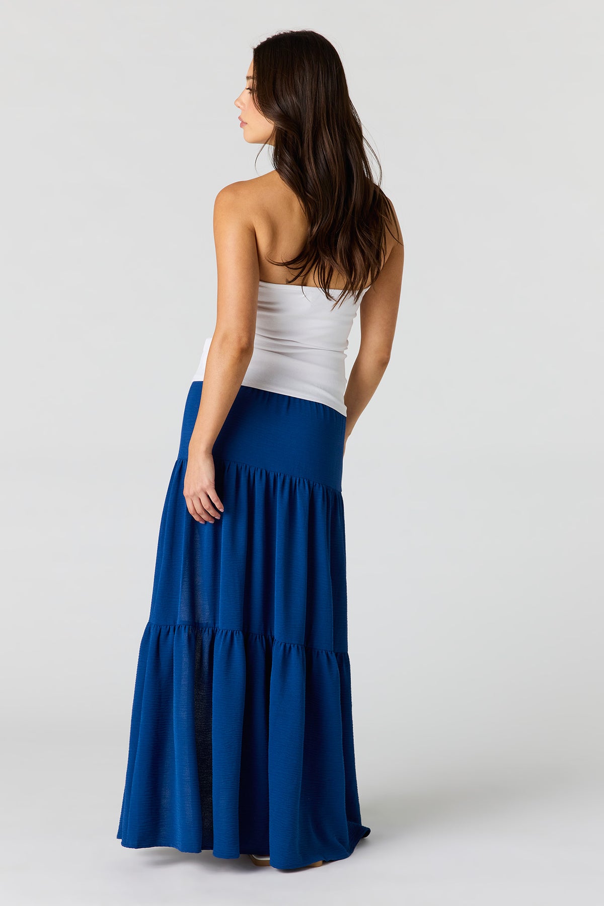 Alt View 3. Printed Flowy Tiered Slit Maxi Skirt - Dark Blue