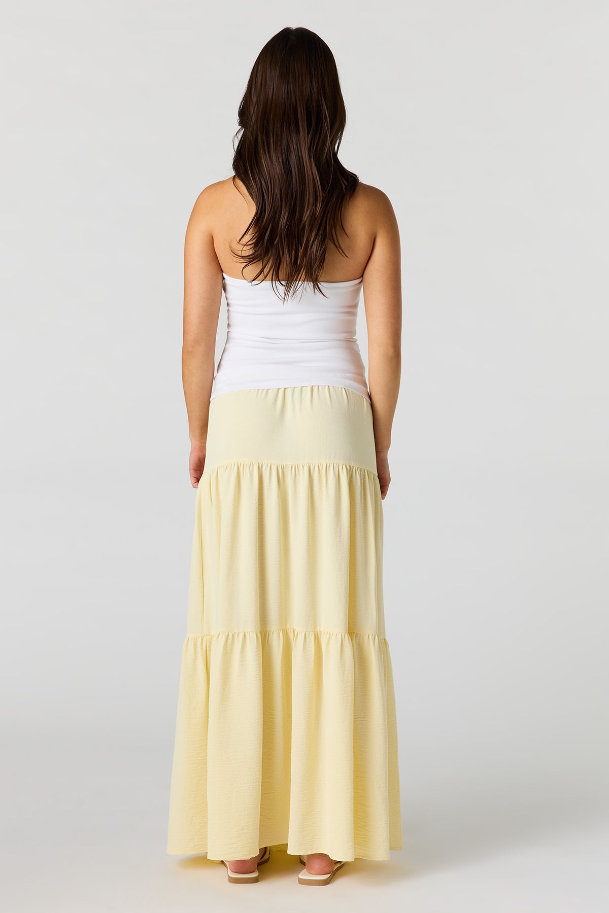 Alt View 3. Printed Flowy Tiered Slit Maxi Skirt - Yellow
