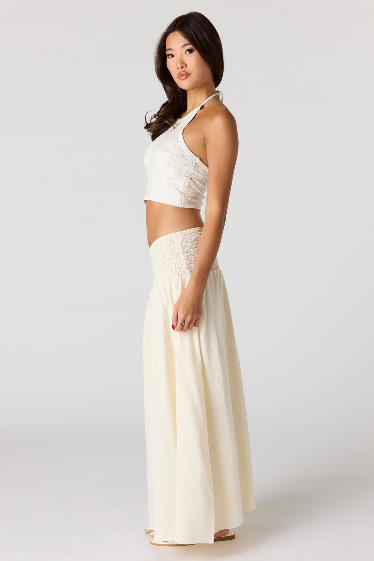 Vue alternative 2. Jupe maxi en mélange de lin à taille plissée