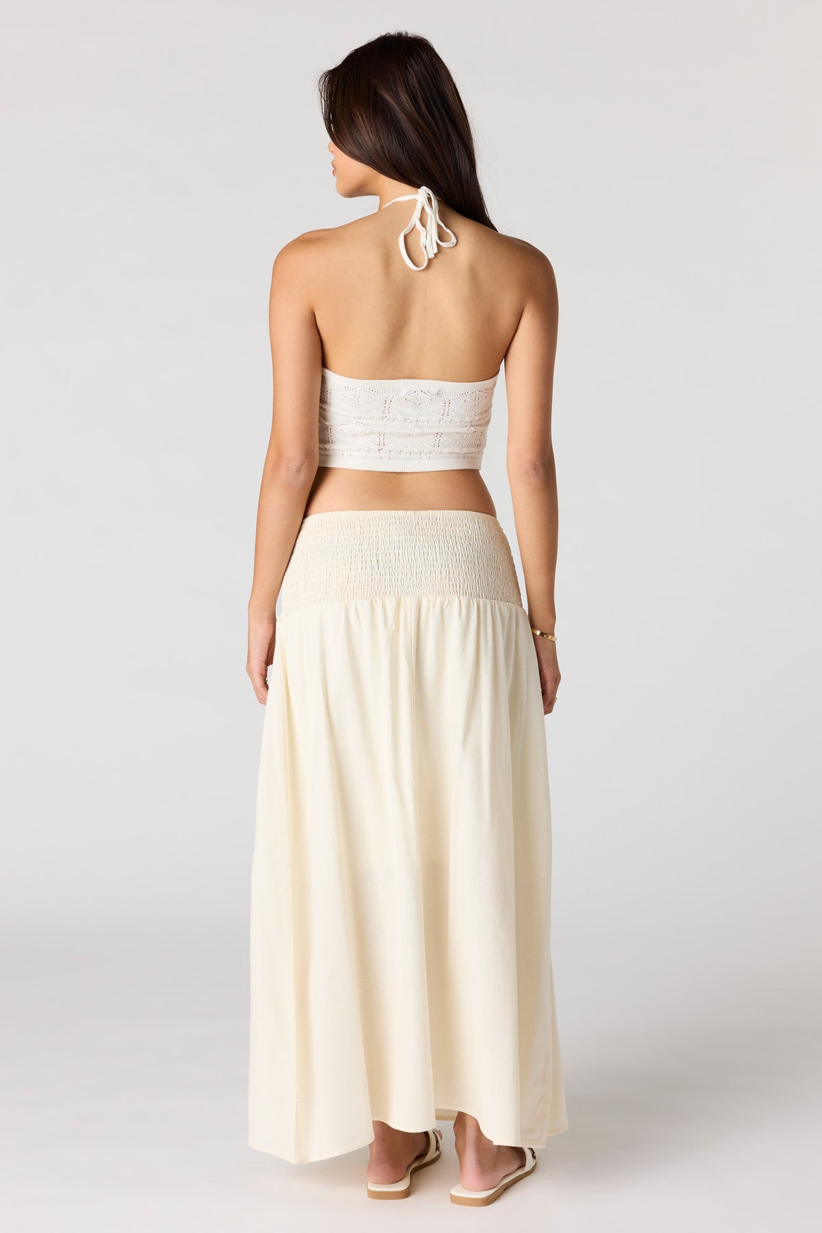 Vue alternative 3. Jupe maxi en mélange de lin à taille plissée