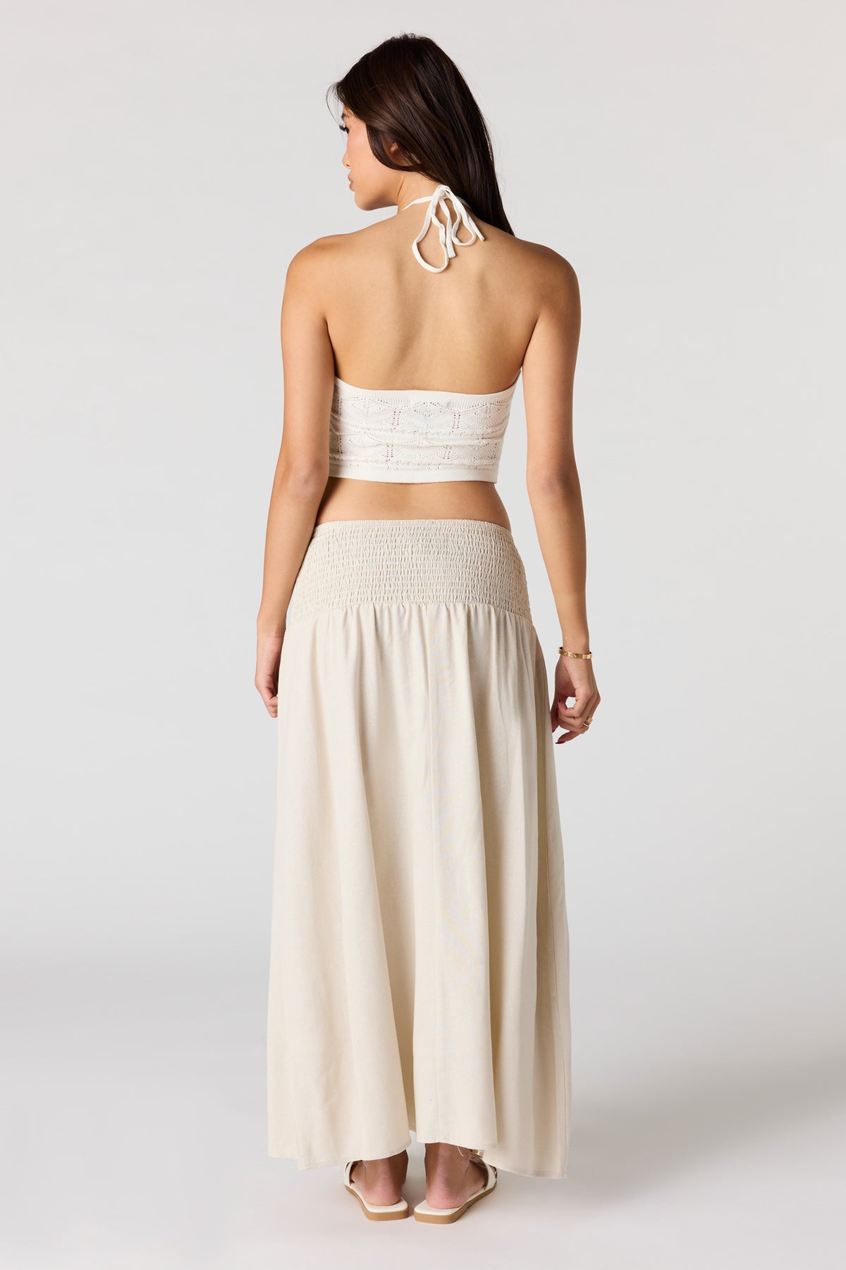 Vue alternative 3. Jupe maxi en mélange de lin à taille plissée