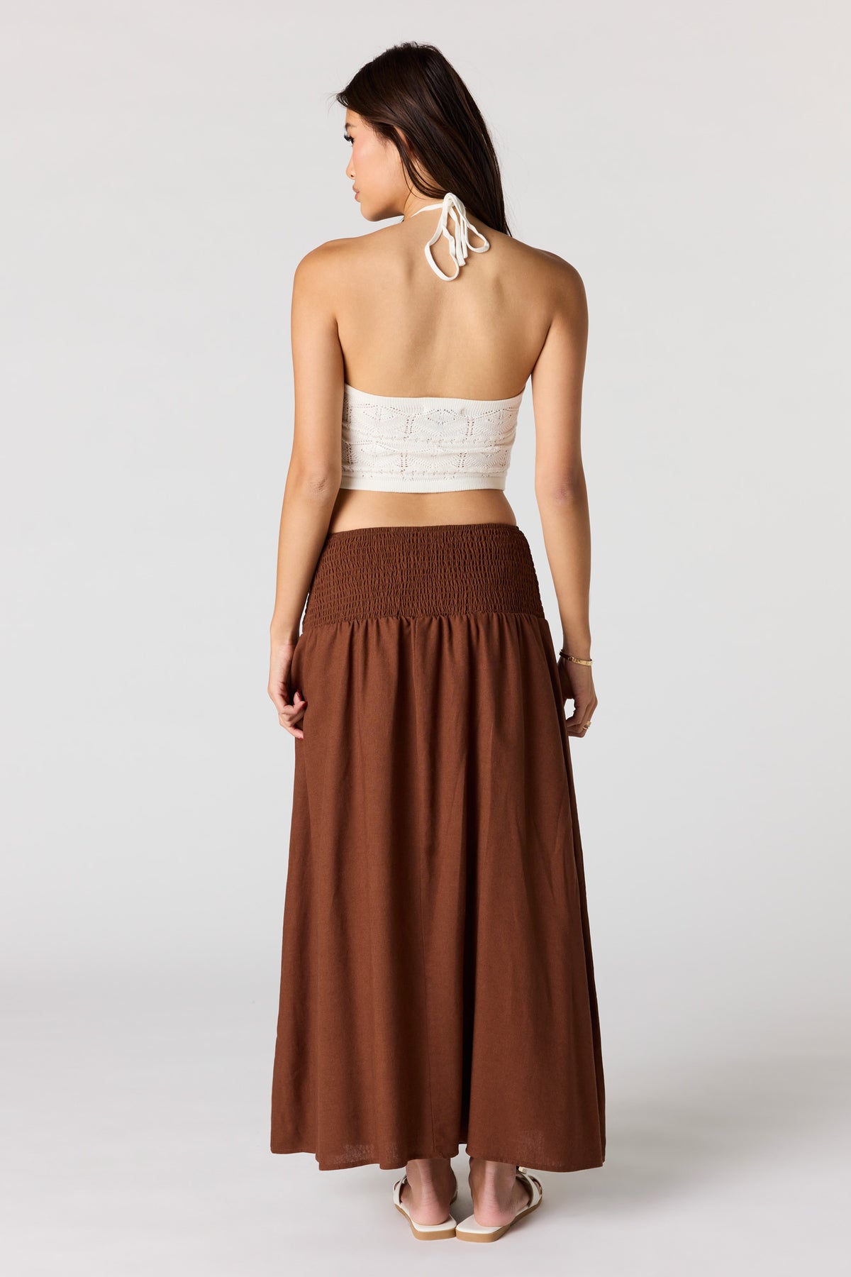 Vue alternative 3. Jupe maxi en mélange de lin à taille plissée
