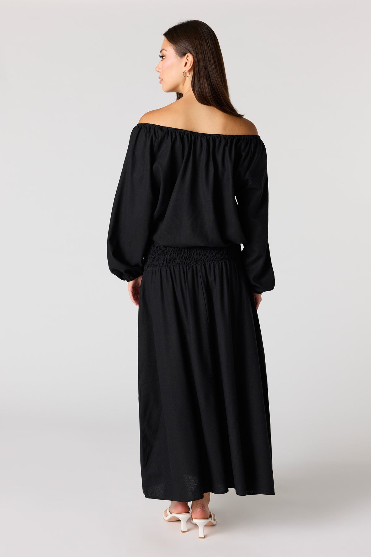 Alt View 3. Linen-Blend Maxi Skirt - Black