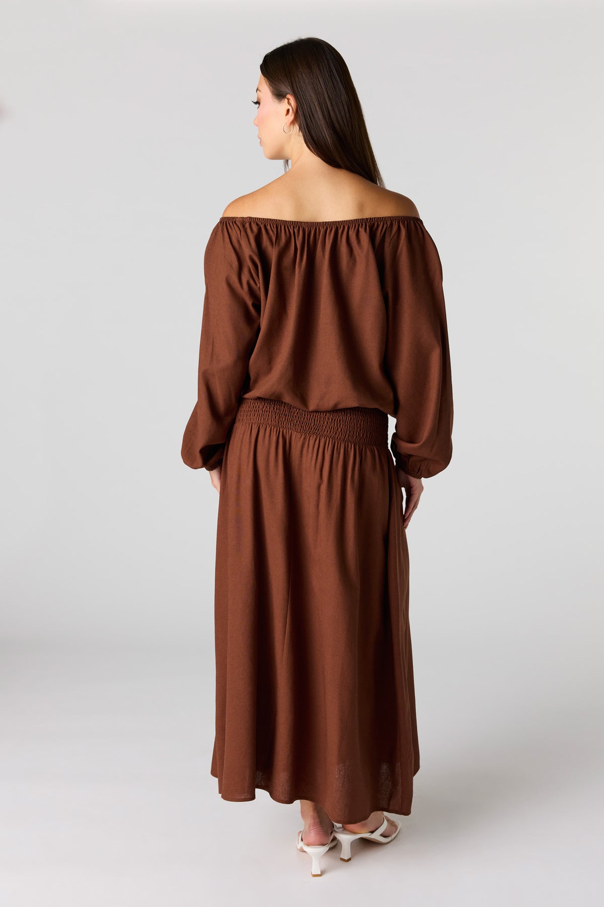 Alt View 3. Linen-Blend Maxi Skirt - Brown