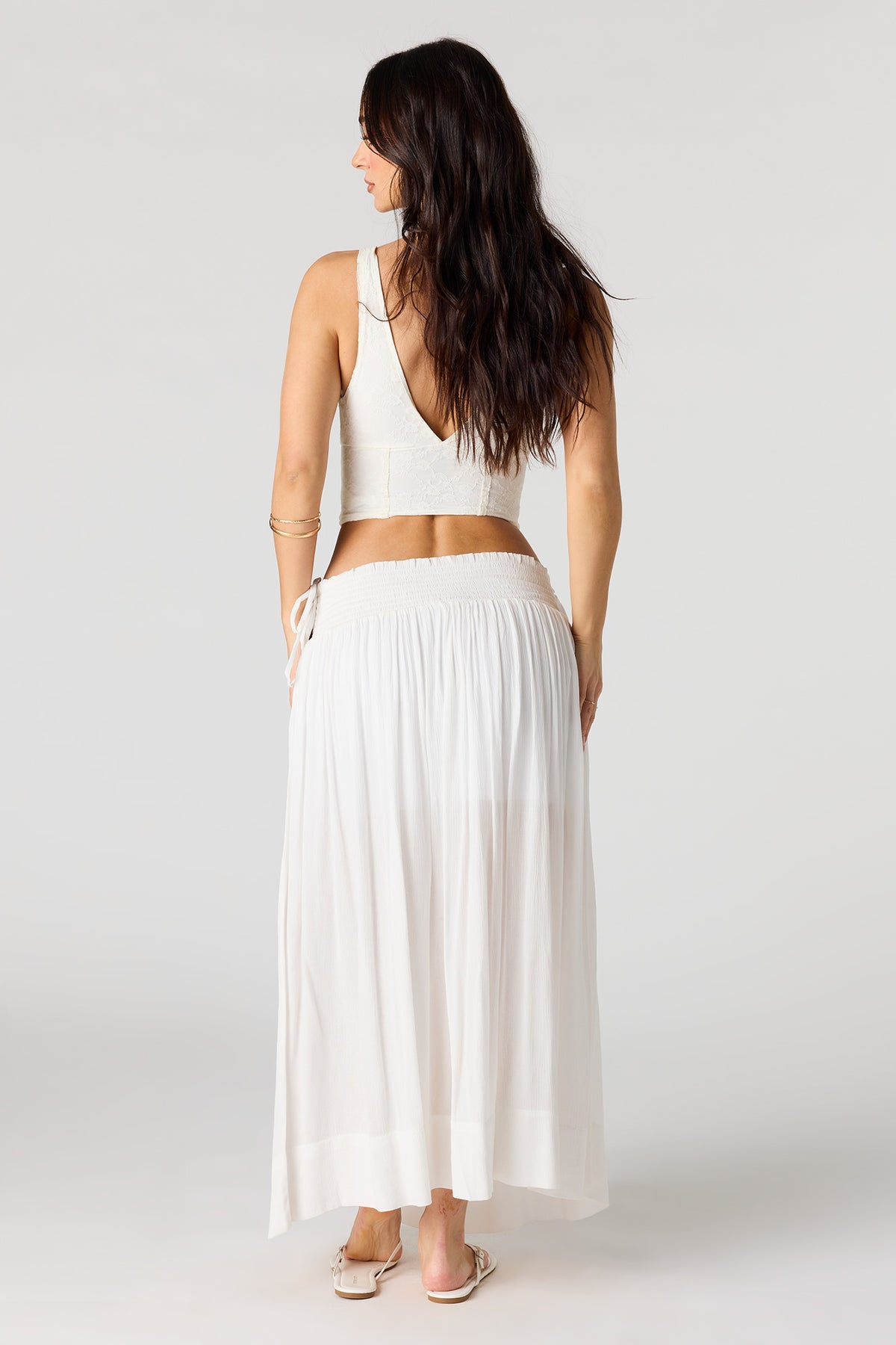 Alt View 3. Side Tie Maxi Skirt - White