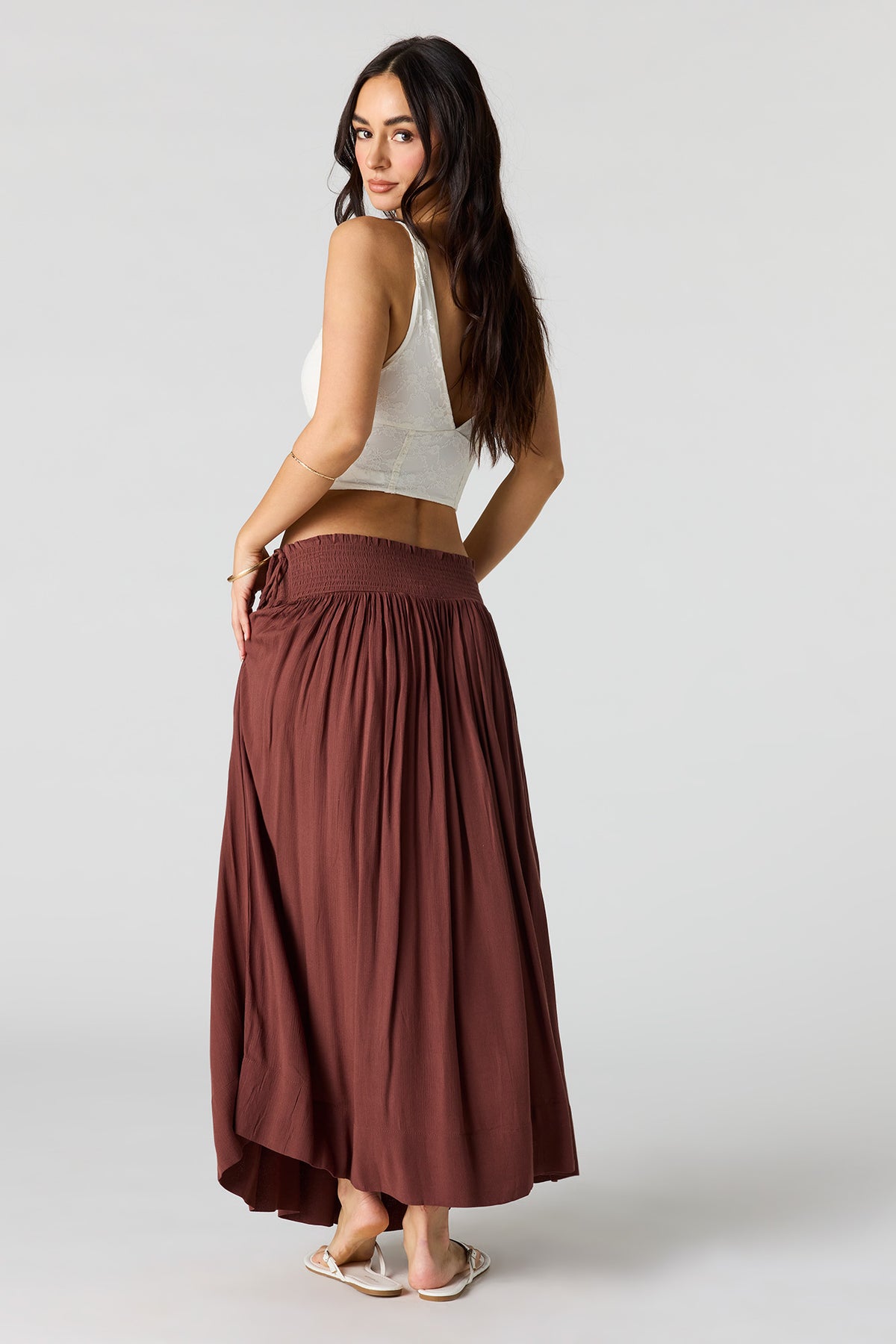 Alt View 3. Side Tie Maxi Skirt - Burgundy