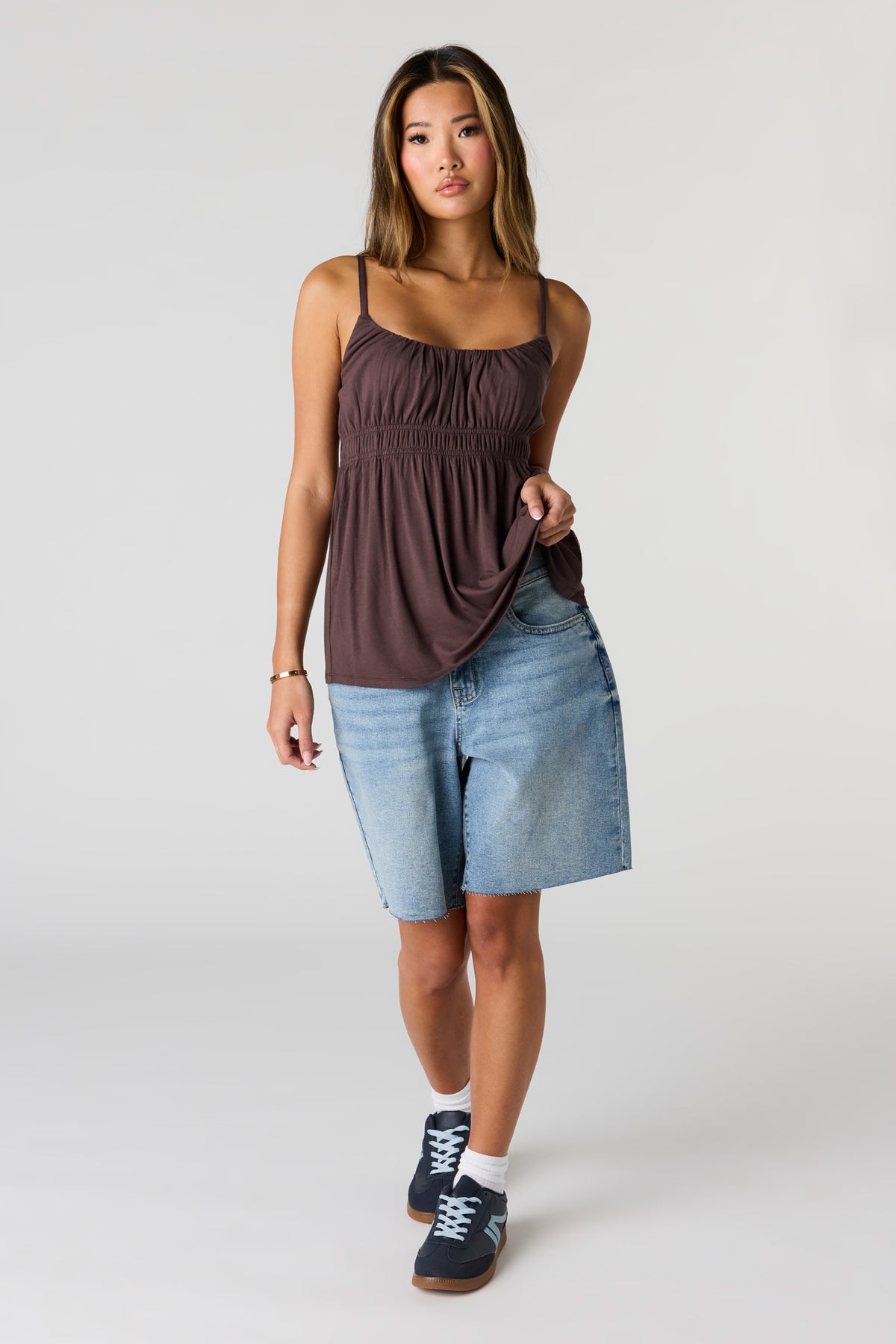 Bermuda en denim à taille basse