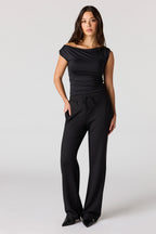 Pantalon habillé à jambe large et taille coulissante