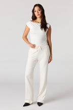 Pantalon habillé à jambe large et taille coulissante