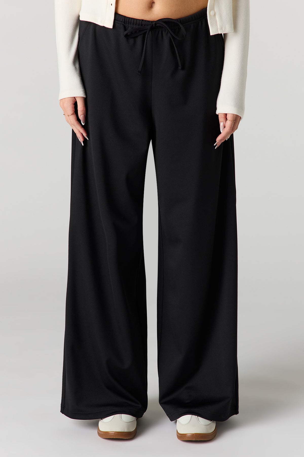 Alt View 2. Drawstring Wide Leg Dress Pant - Black