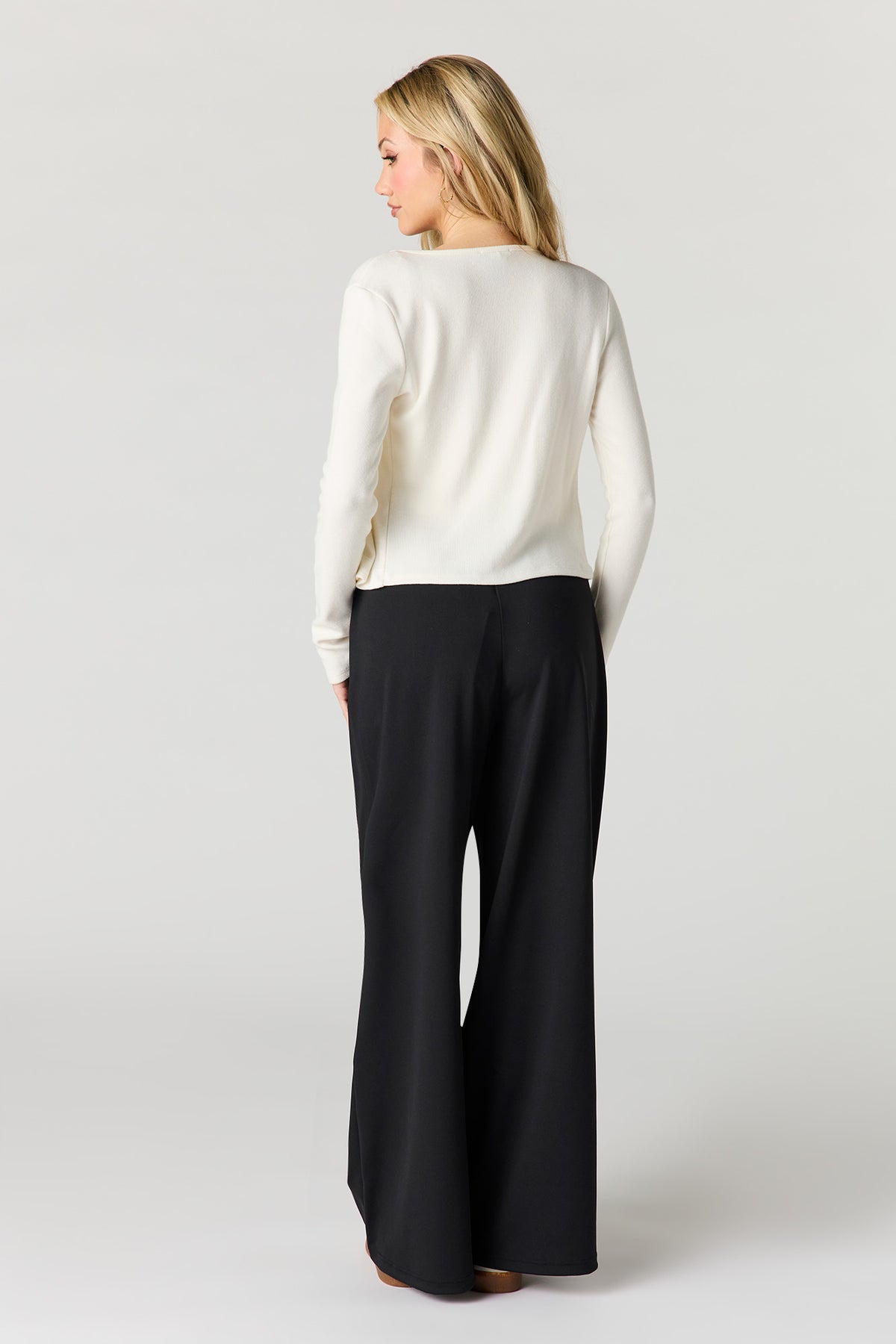 Alt View 3. Drawstring Wide Leg Dress Pant - Black