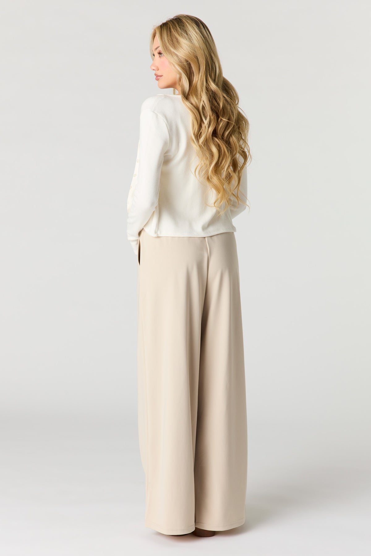 Alt View 3. Drawstring Wide Leg Dress Pant - Tan