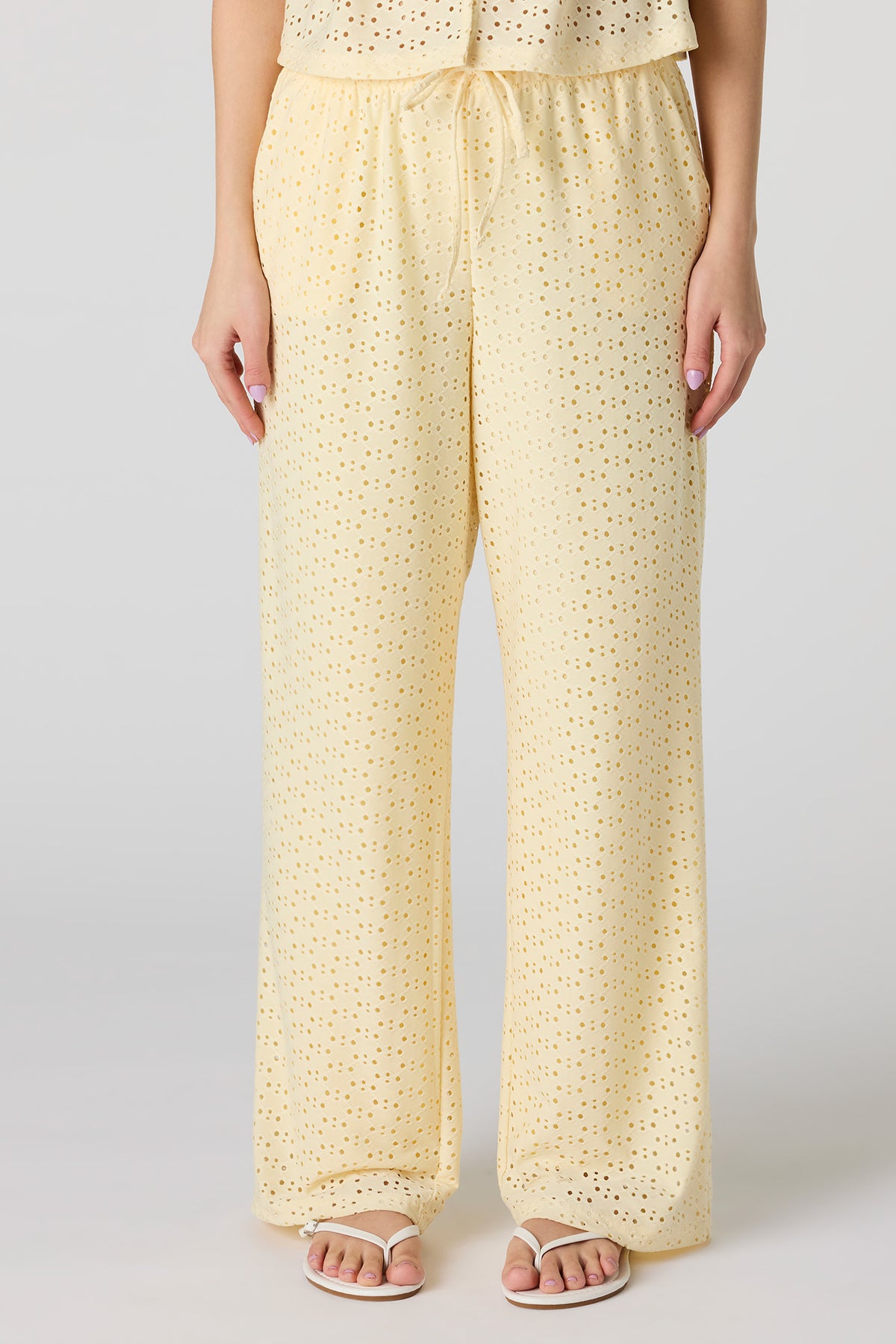 Alt View 2. Eyelet Relaxed Pant - Yellow