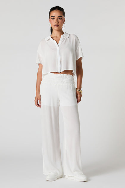 Textured Wide Leg Pant