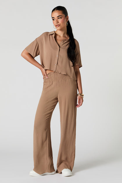 Textured Wide Leg Pant