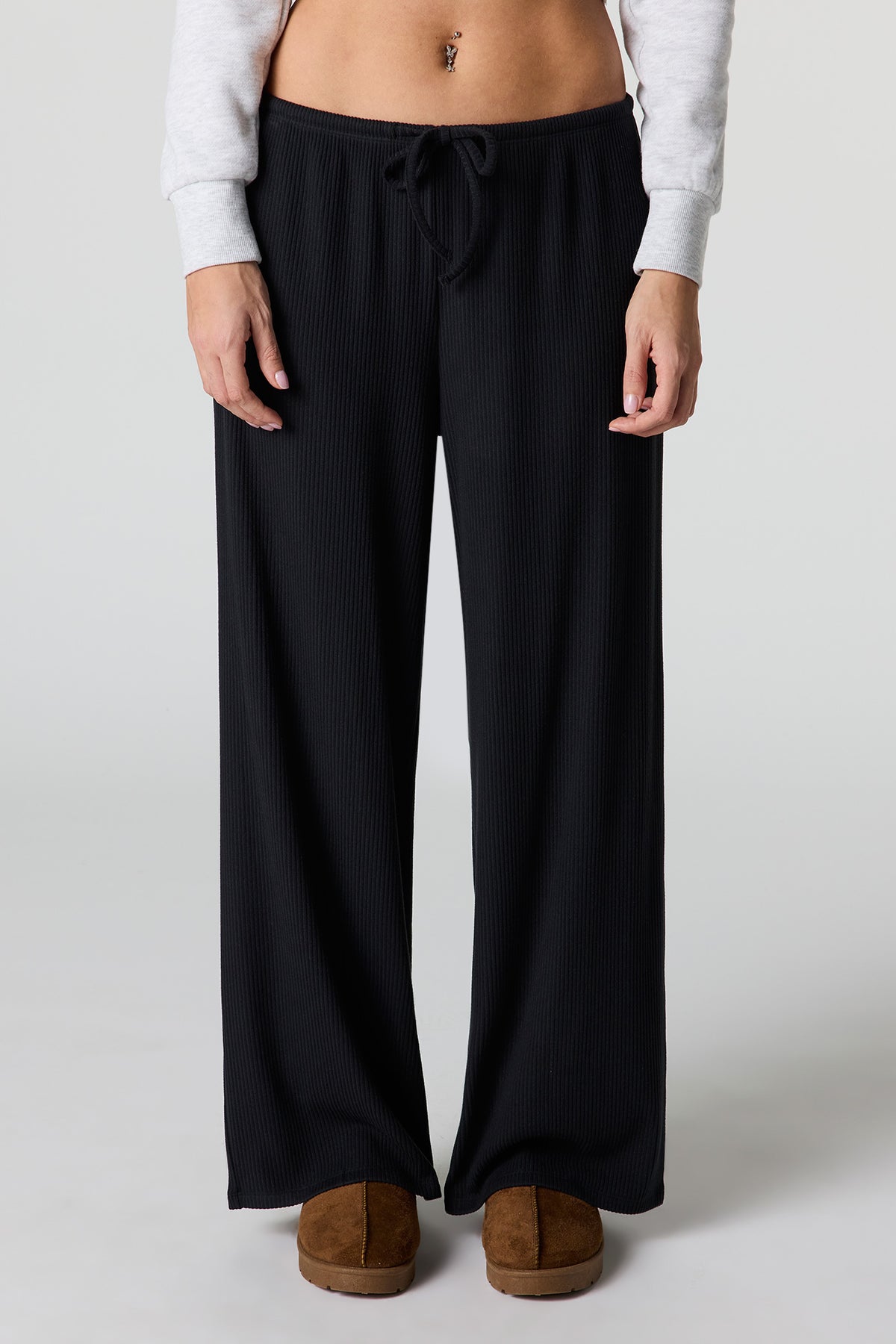 Vue alternative 2. Pantalon à jambe large côtelé doux avec taille coulissante