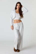 Pantalon à jambe large côtelé doux avec taille coulissante
